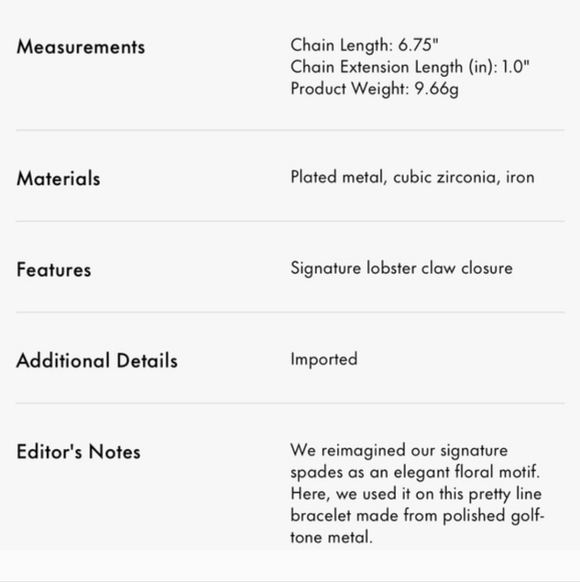 Kate Spade  Heritage Bloom Line Bracelet In Gold $168 - Picture 8 of 8